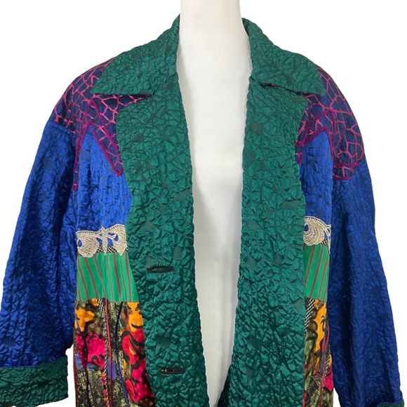 Koos Van Den Akker Couture Mix Art Print Patch Oversized Jacket Womens XXL - Picture 9 of 11